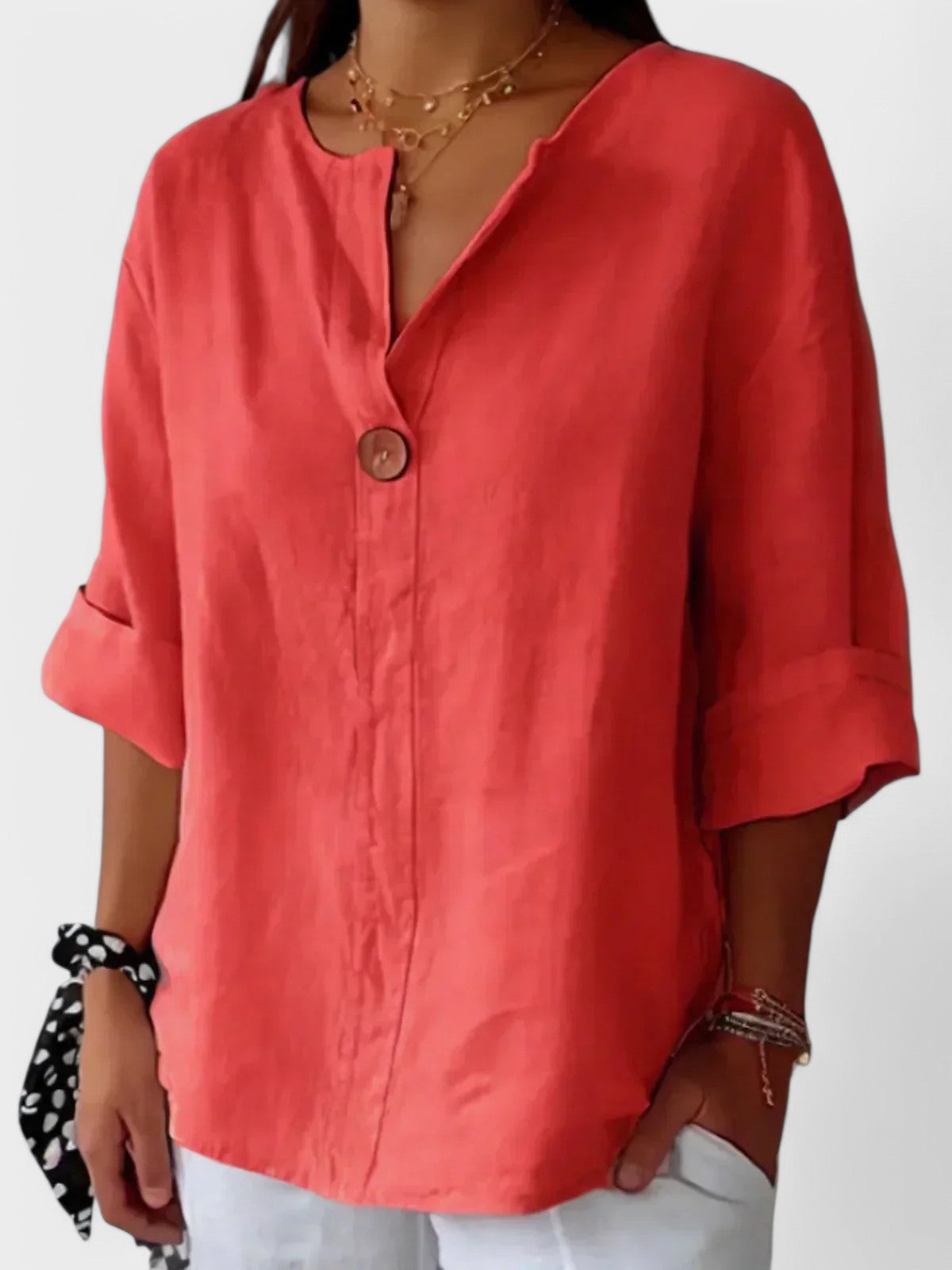 Freja™ - Blusa casual com decote em V