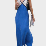 Lara - Vestido elegante com decote em V de cor contrastante