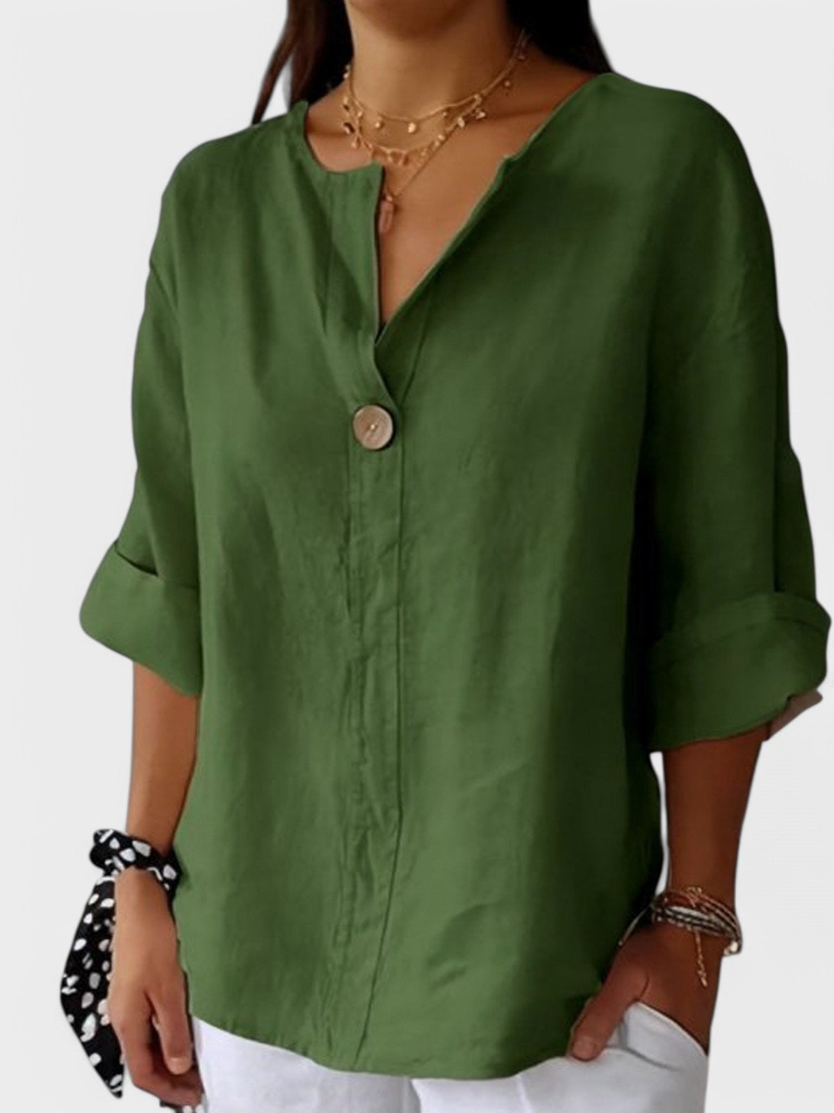 Freja™ - Blusa casual com decote em V