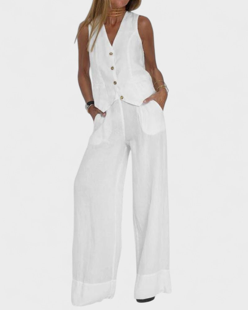 Conjunto de Calça Larga e Colete Ella | Chic