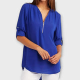 Olivia - Blusa Casual com Decote Pontiagudo
