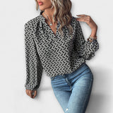 Relaxiva - Blusa com Padrão e Mangas Elegantes