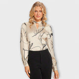 Blusa Elegante com Padrão Linear