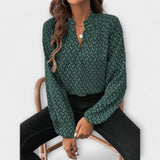Relaxiva - Blusa com Padrão e Mangas Elegantes
