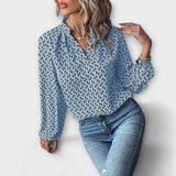 Relaxiva - Blusa com Padrão e Mangas Elegantes