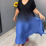 Vestido casual plissado com degradê