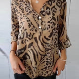 Top com estampa de leopardo com decote em V