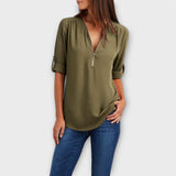 Olivia - Blusa Casual com Decote Pontiagudo