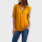 Olivia - Blusa Casual com Decote Pontiagudo