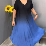 Vestido casual plissado com degradê