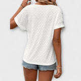 Mia - T-shirt com Botões e Decote Pontiagudo