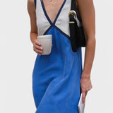 Lara - Vestido elegante com decote em V de cor contrastante
