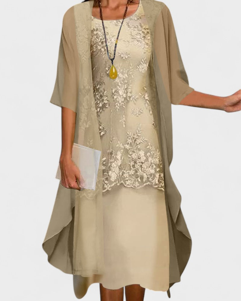Chona - Elegante vestido de chiffon em duas partes