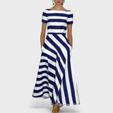 Sandra – Vestido Maxi Artesanal com Riscas