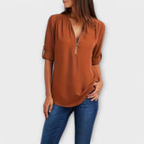 Olivia - Blusa Casual com Decote Pontiagudo