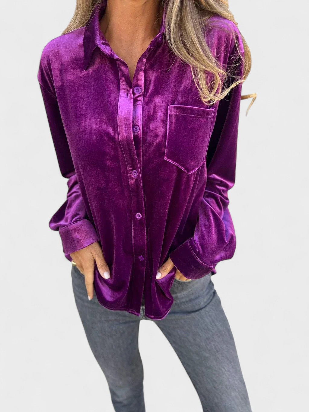 Catherine - Blusa de Veludo Elegante