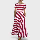 Sandra – Vestido Maxi Artesanal com Riscas