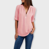 Olivia - Blusa Casual com Decote Pontiagudo