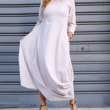 Vestido simples com bolso em cor sólida