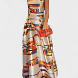 Isabeau geometrisches Maxikleid