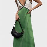 Lara - Vestido elegante com decote em V de cor contrastante