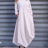 Vestido simples com bolso em cor sólida