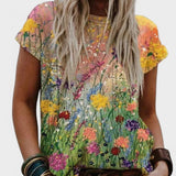 Blusa confortável com pintura de arte floral