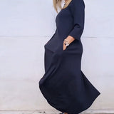 Vestido simples com bolso em cor sólida