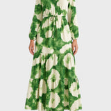Maxikleid Damen - Lange Ärmel - V-Ausschnitt - Elegantes und fließendes Design