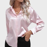 Leah | Elegante Blusa de Cetim para um Look Luxuoso