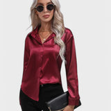 Leah | Elegante Blusa de Cetim para um Look Luxuoso