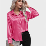 Leah | Elegante Blusa de Cetim para um Look Luxuoso