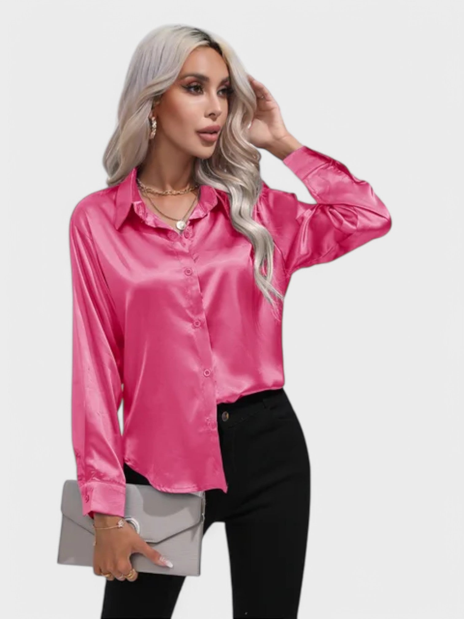 Leah | Elegante Blusa de Cetim para um Look Luxuoso