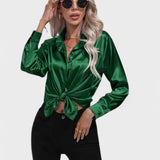 Leah | Elegante Blusa de Cetim para um Look Luxuoso