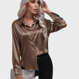 Leah | Elegante Blusa de Cetim para um Look Luxuoso