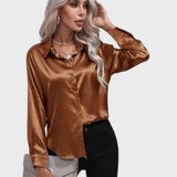 Leah | Elegante Blusa de Cetim para um Look Luxuoso