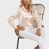 Leah | Elegante Blusa de Cetim para um Look Luxuoso