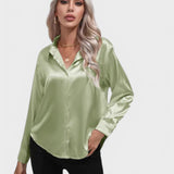 Leah | Elegante Blusa de Cetim para um Look Luxuoso