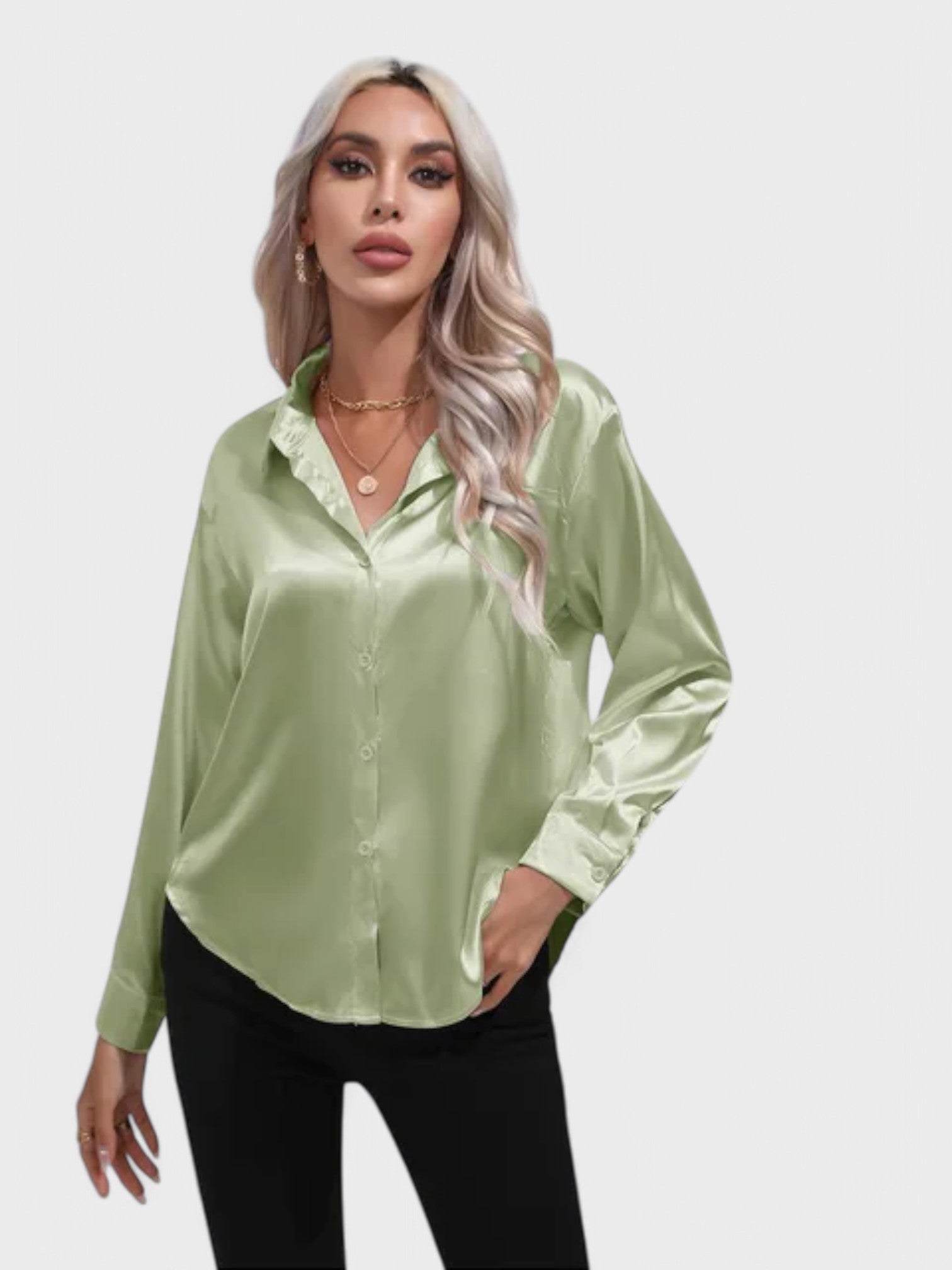 Leah | Elegante Blusa de Cetim para um Look Luxuoso