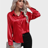 Leah | Elegante Blusa de Cetim para um Look Luxuoso