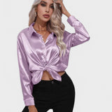 Leah | Elegante Blusa de Cetim para um Look Luxuoso