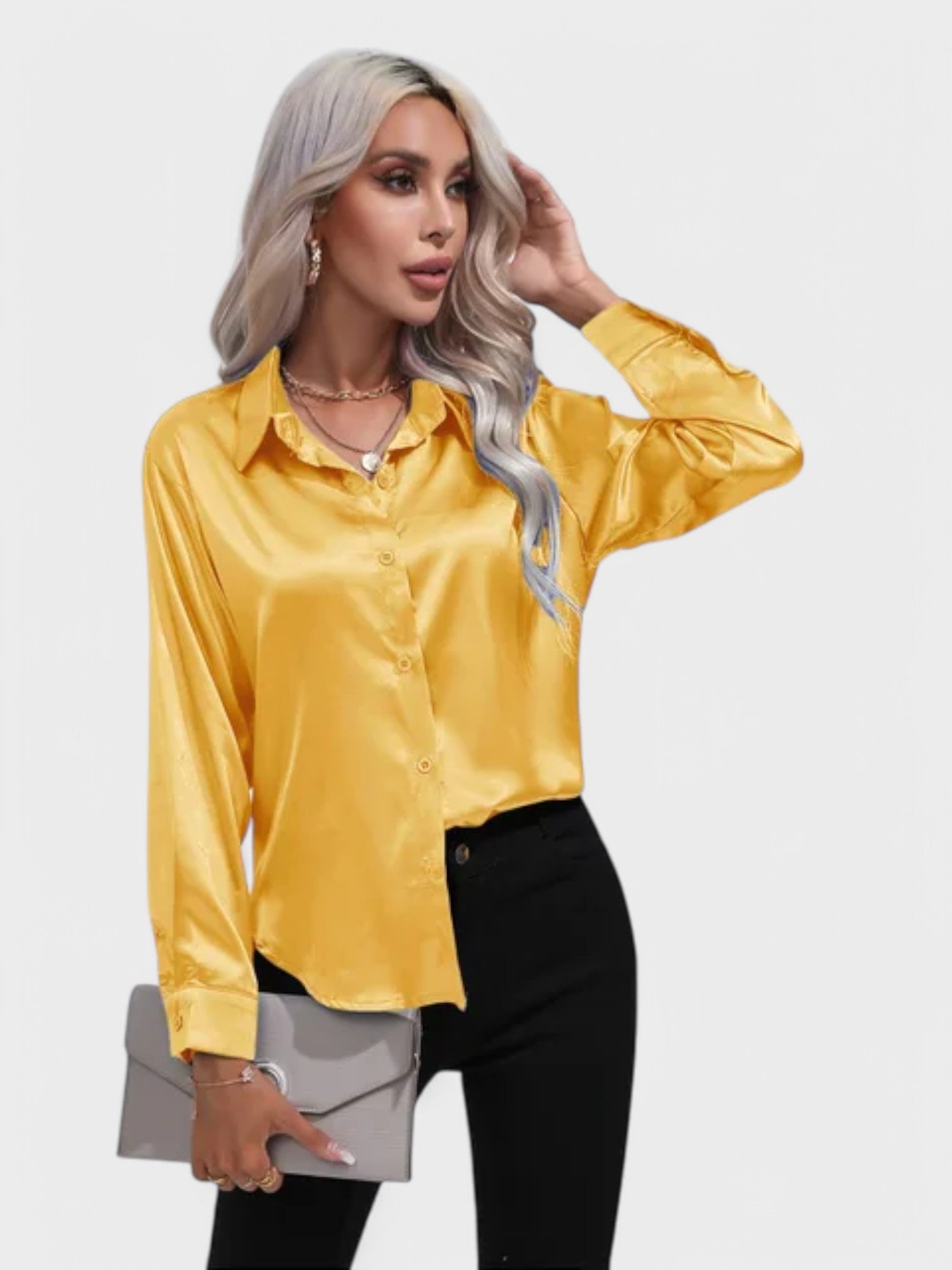 Leah | Elegante Blusa de Cetim para um Look Luxuoso