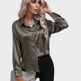 Leah | Elegante Blusa de Cetim para um Look Luxuoso