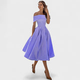 Moda Casual Vestido de Festa de Cetim Sem Alças