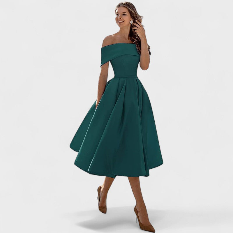 Moda Casual Vestido de Festa de Cetim Sem Alças