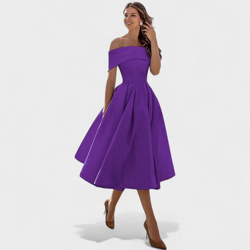 Moda Casual Vestido de Festa de Cetim Sem Alças