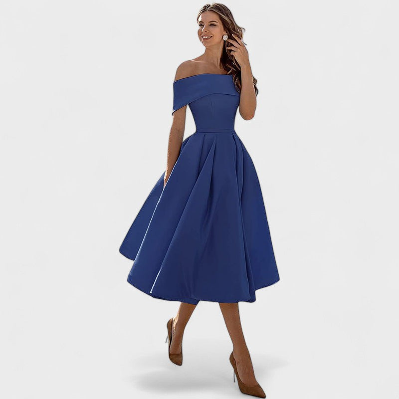 Moda Casual Vestido de Festa de Cetim Sem Alças