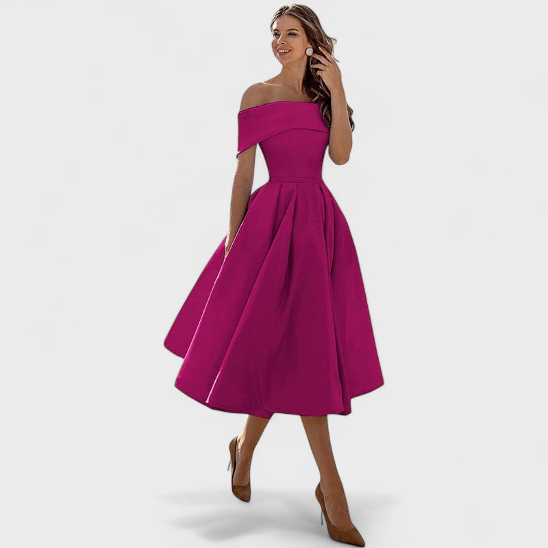 Moda Casual Vestido de Festa de Cetim Sem Alças