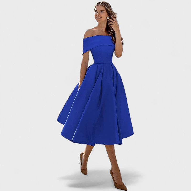 Moda Casual Vestido de Festa de Cetim Sem Alças