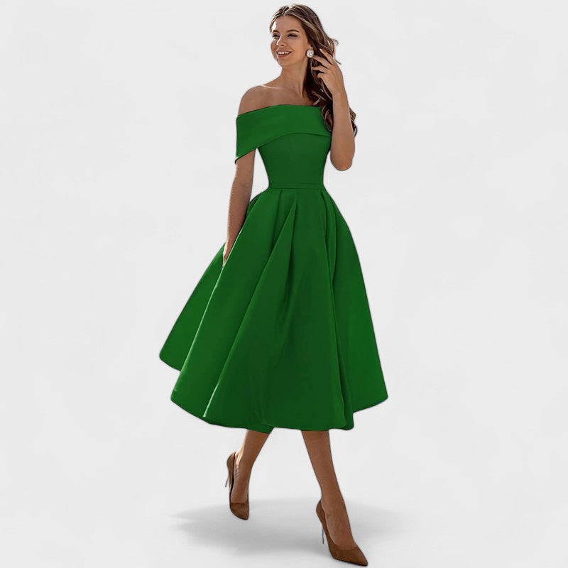 Moda Casual Vestido de Festa de Cetim Sem Alças